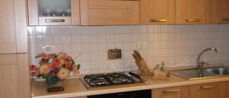 Fridge, oven, stovetop, coffee/tea maker