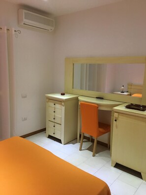 1 bedroom, desk, iron/ironing board, bed sheets