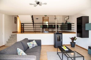 TV, fireplace, table tennis, books