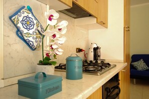 Oven, stovetop, toaster, cookware/dishes/utensils