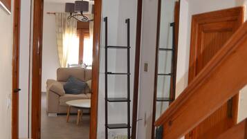 Televisión, chimenea y libros