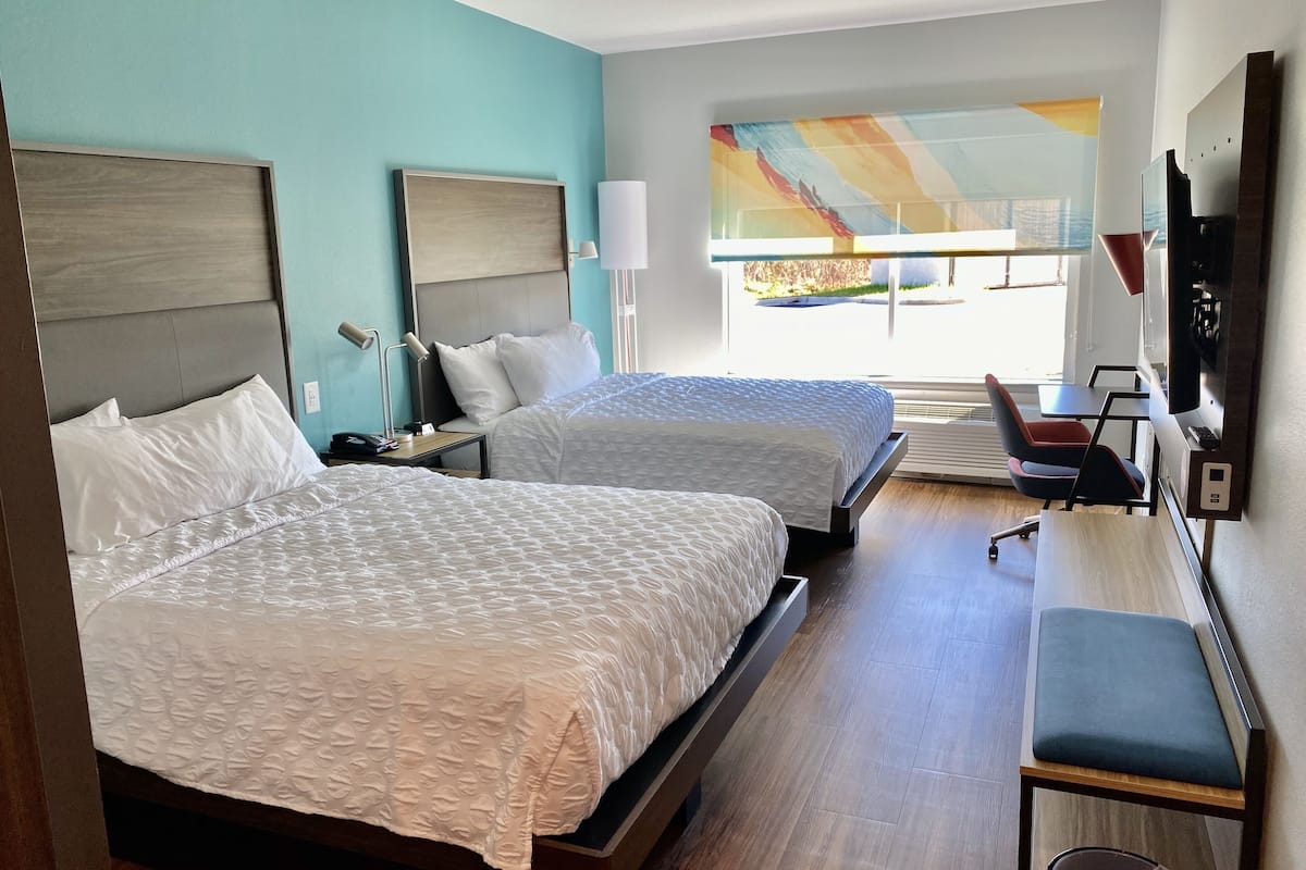 Room, 2 Queen Beds, Accessible, Bathtub | Desk, blackout drapes, iron/ironing board, bed sheets