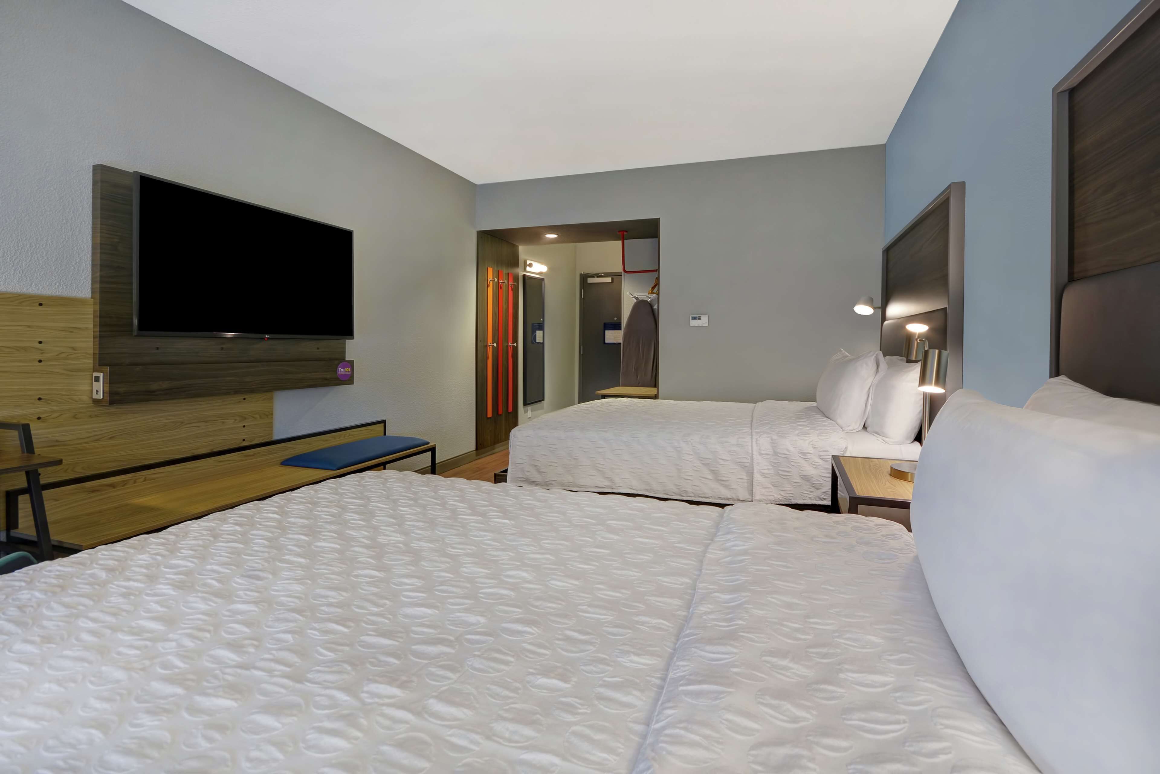 1 bedroom, desk, laptop workspace, iron/ironing board