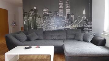 TV, DVD player, books