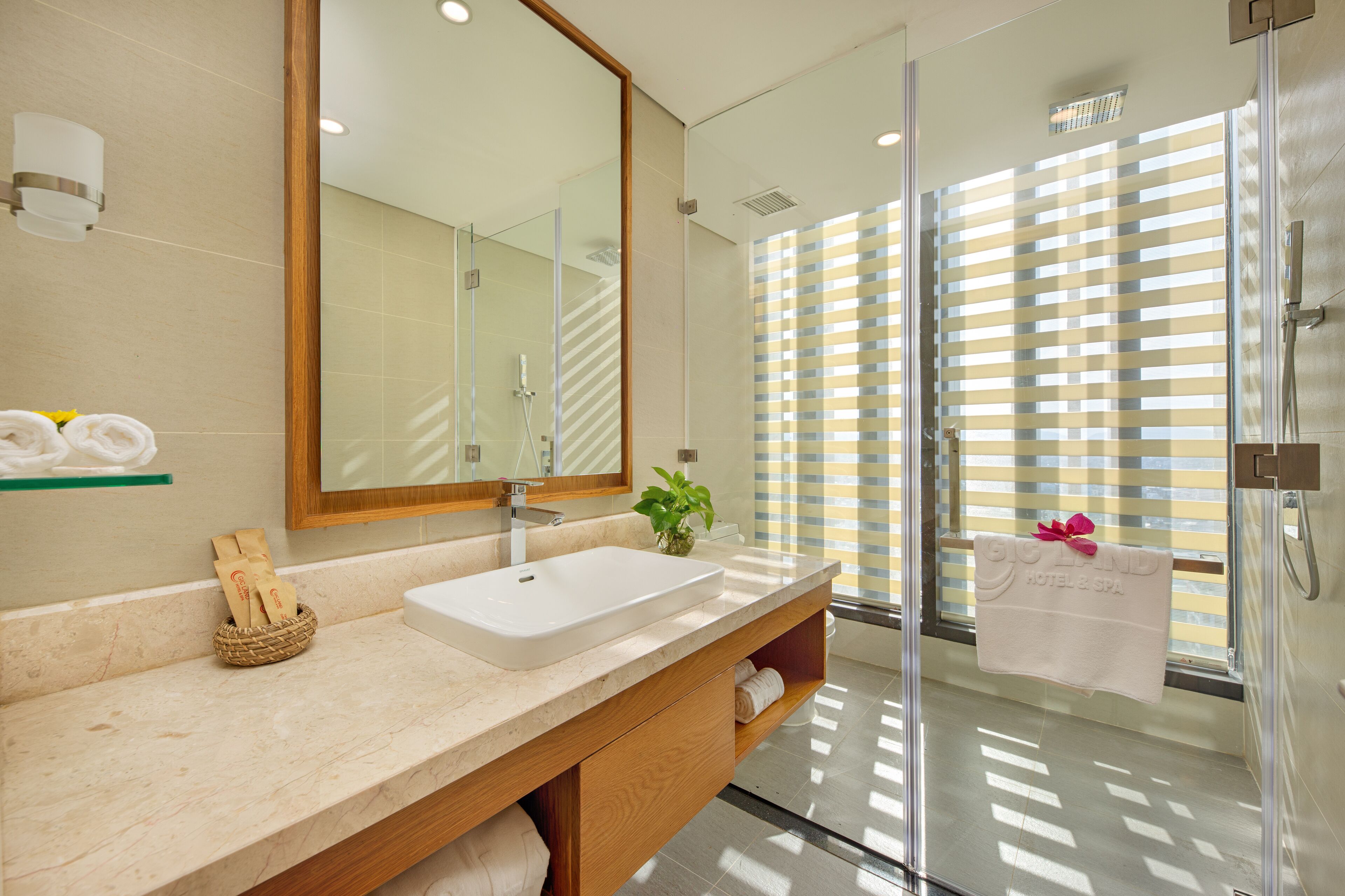 shower, rainfall showerhead, free toiletries, hair dryer