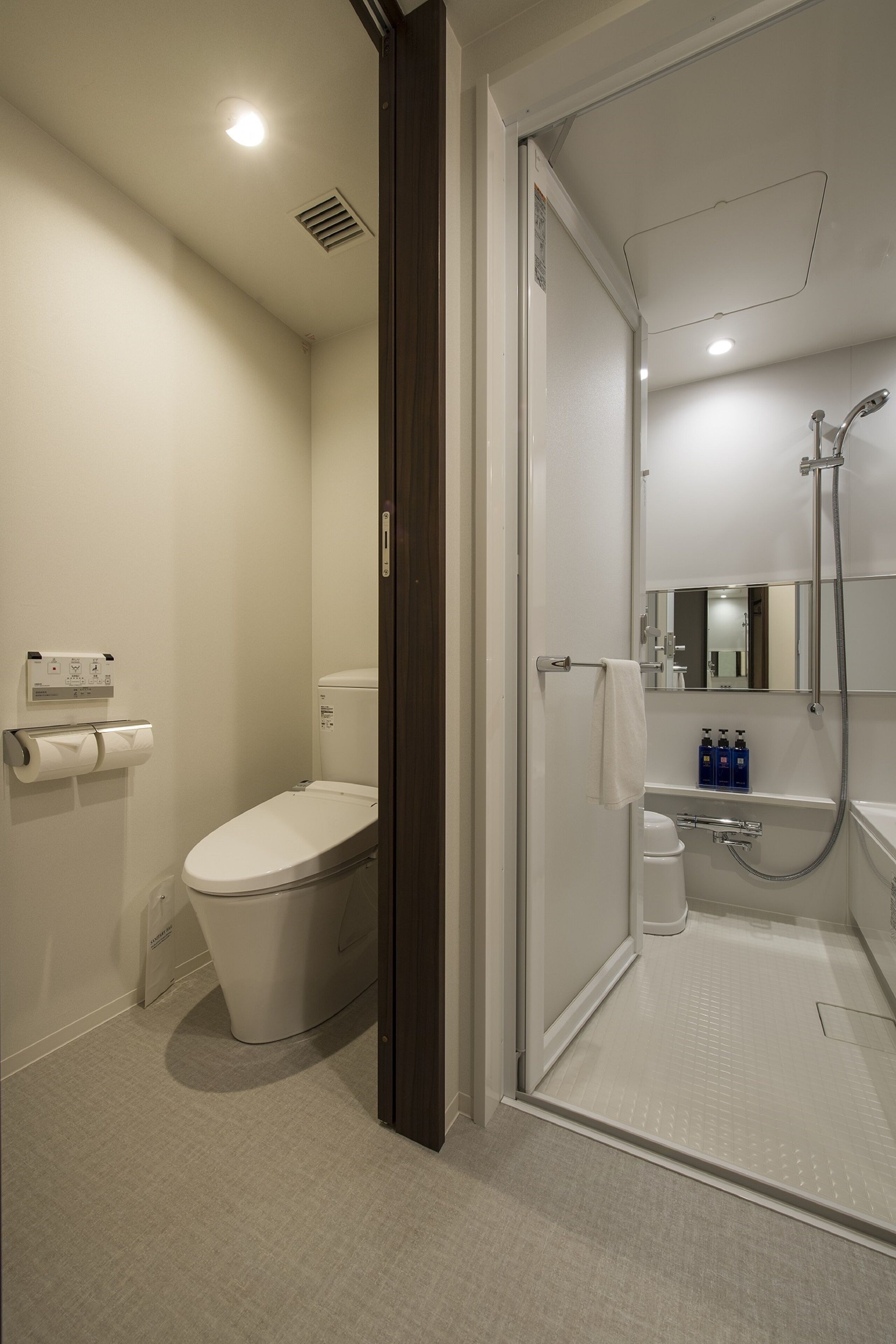 free toiletries, hair dryer, slippers, bidet