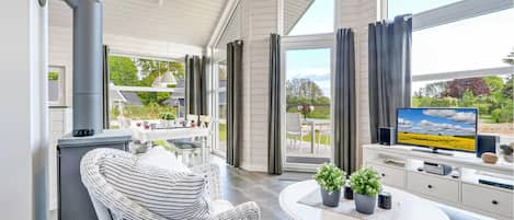 Televisión, chimenea