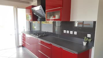 Microwave, oven, dishwasher, coffee/tea maker