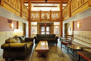 Flat-screen TV, fireplace