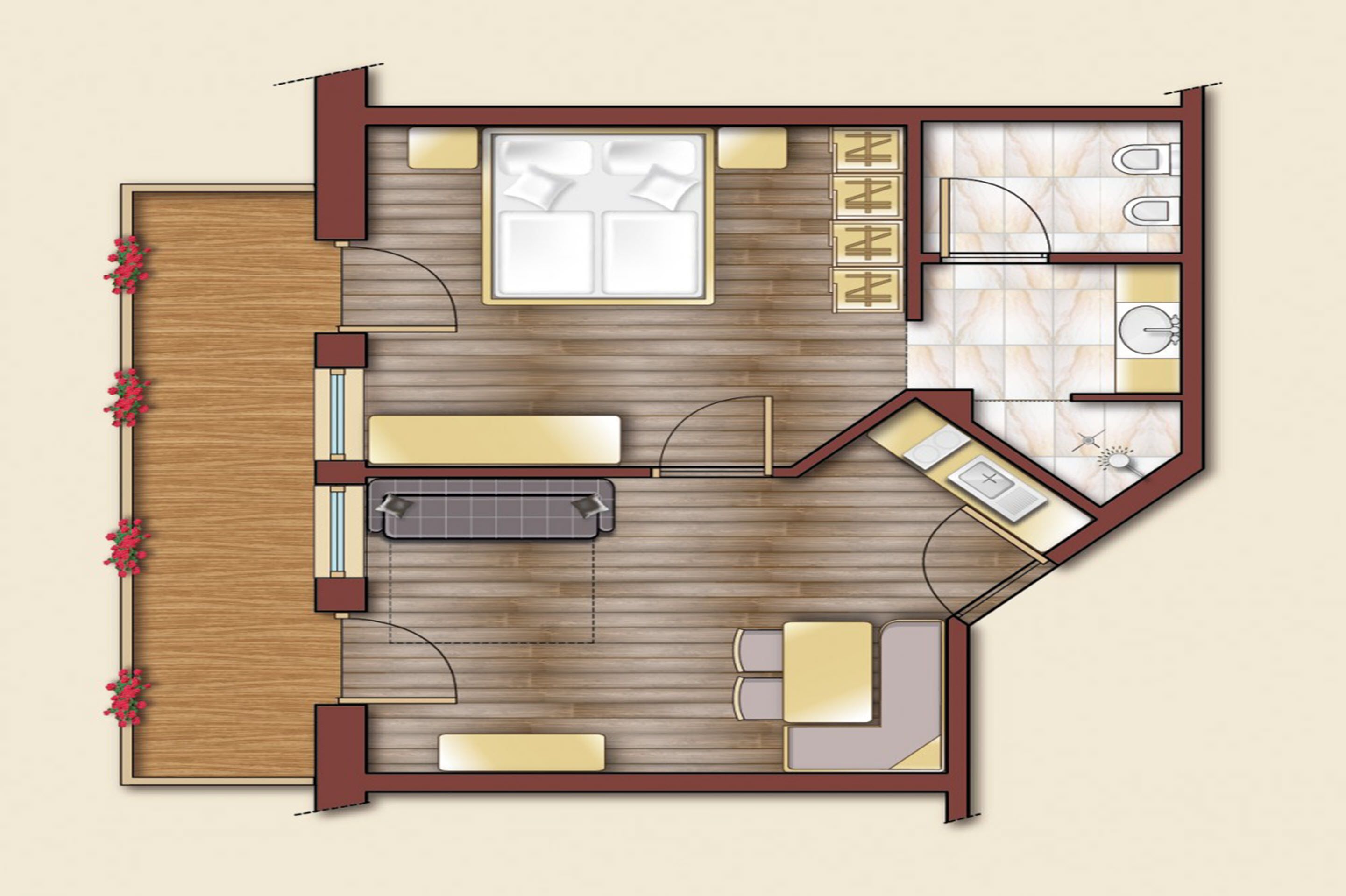 exclusive suite, 1 bedroom, non smoking, kitchen | floor plan