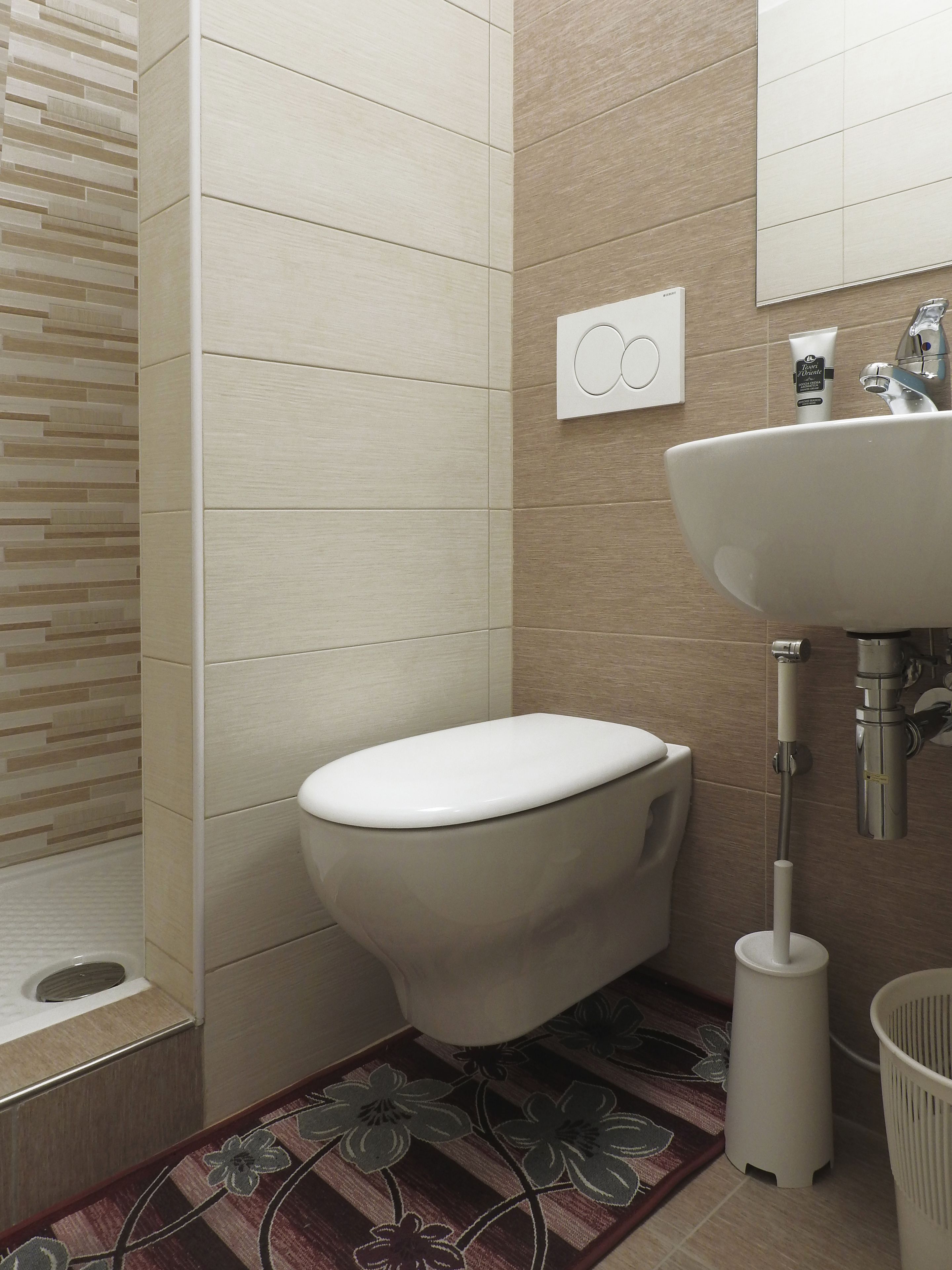 double or twin room | bathroom | shower, rainfall showerhead, hair dryer, towels