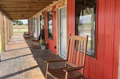 Exterior detail. Chief Cabin at The Lazy Buffalo Explore the Wichita Mountains Relax & Unwind