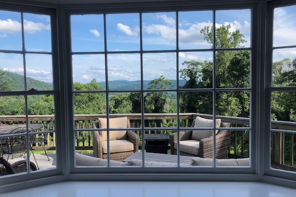 Bay window view from living room