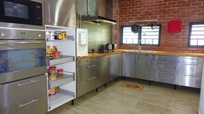Fridge, microwave, oven, toaster