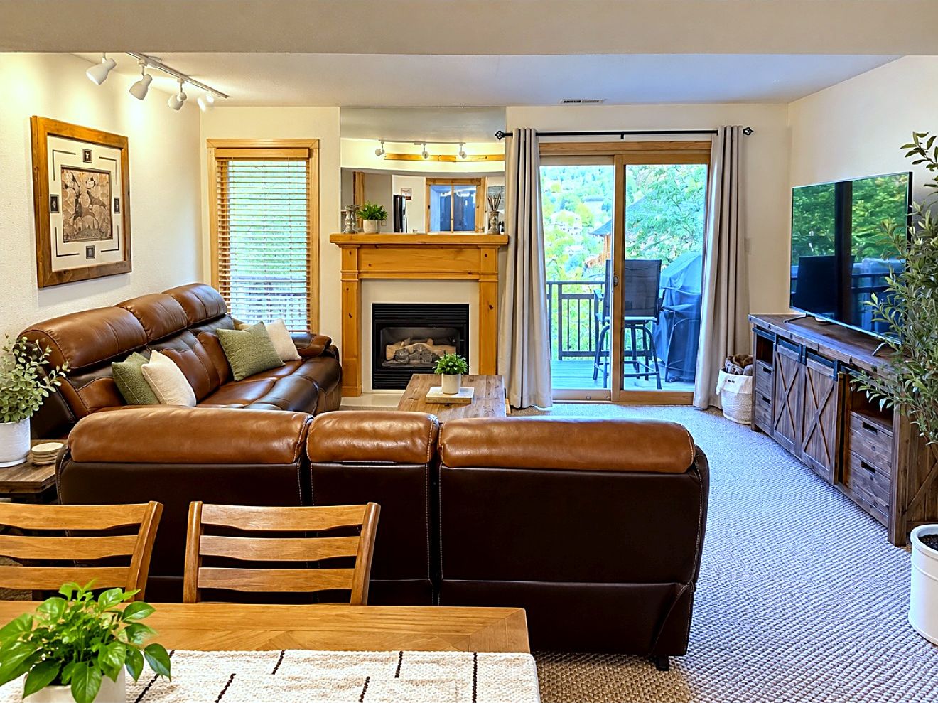 Enjoy the back deck view while eating meals with your family and friends.