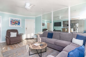 Living area - Beachfront Ground Floor Condo | King Bed Ocean Views Private Patio (Carpinteria)