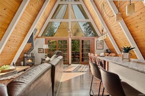 Smart TV, fireplace, DVD player, foosball