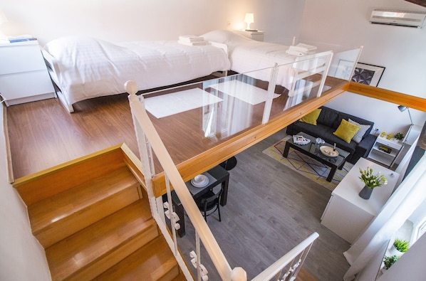 Studio (Duplex) | Desk, laptop workspace, iron/ironing board, free cots/infant beds