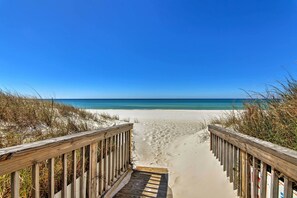 On the beach, beach umbrellas