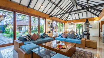 Flat-screen TV, DVD player, toys