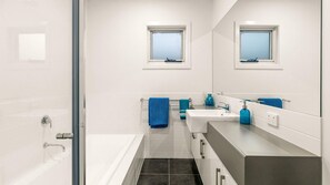 Bathtub, hair dryer