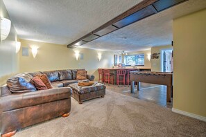 TV, fireplace, DVD player, table football - Roomy Salt Lake City Apt with Movie/Game Room (Salt Lake City)