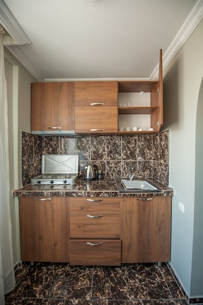 Standard Twin Room | Private kitchenette | Coffee/tea maker, electric kettle - Hotel Cosmos (Batumi)