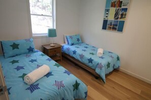 2 bedrooms, iron/ironing board, travel cot, bed sheets