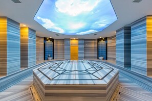 Sauna, Dampfbad, Türkisches Bad/Hamam, Aromatherapie, Körperpeelings
