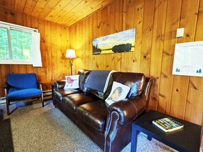 TV, fireplace, table football, books