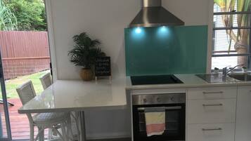 Fridge, microwave, oven, electric kettle