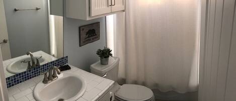 Guest bathroom with a tub.