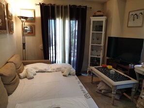 1 slaapkamer, een strijkplank/strijkijzer, wifi, beddengoed