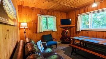 Télévision, cheminée, baby-foot