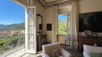 Fernseher, Kamin, DVD-Player, Bücher