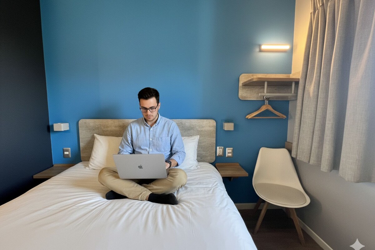 Rom – standard, 1 dobbeltseng | Skrivebord, wi-fi (inkludert), individuelt dekorert og sengetøy