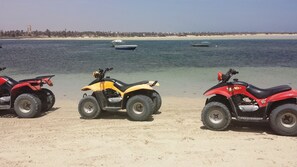 Plage, chaises longues, serviettes de plage