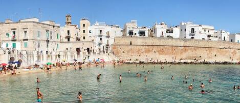 Plage, chaises longues