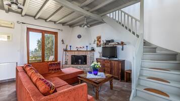 Televisio, takka, DVD-soitin