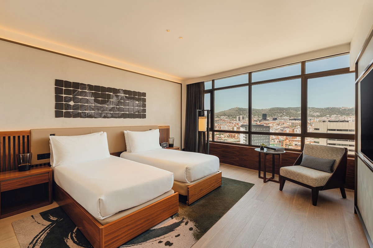 Lakens van Egyptisch katoen, luxe beddengoed, een minibar
