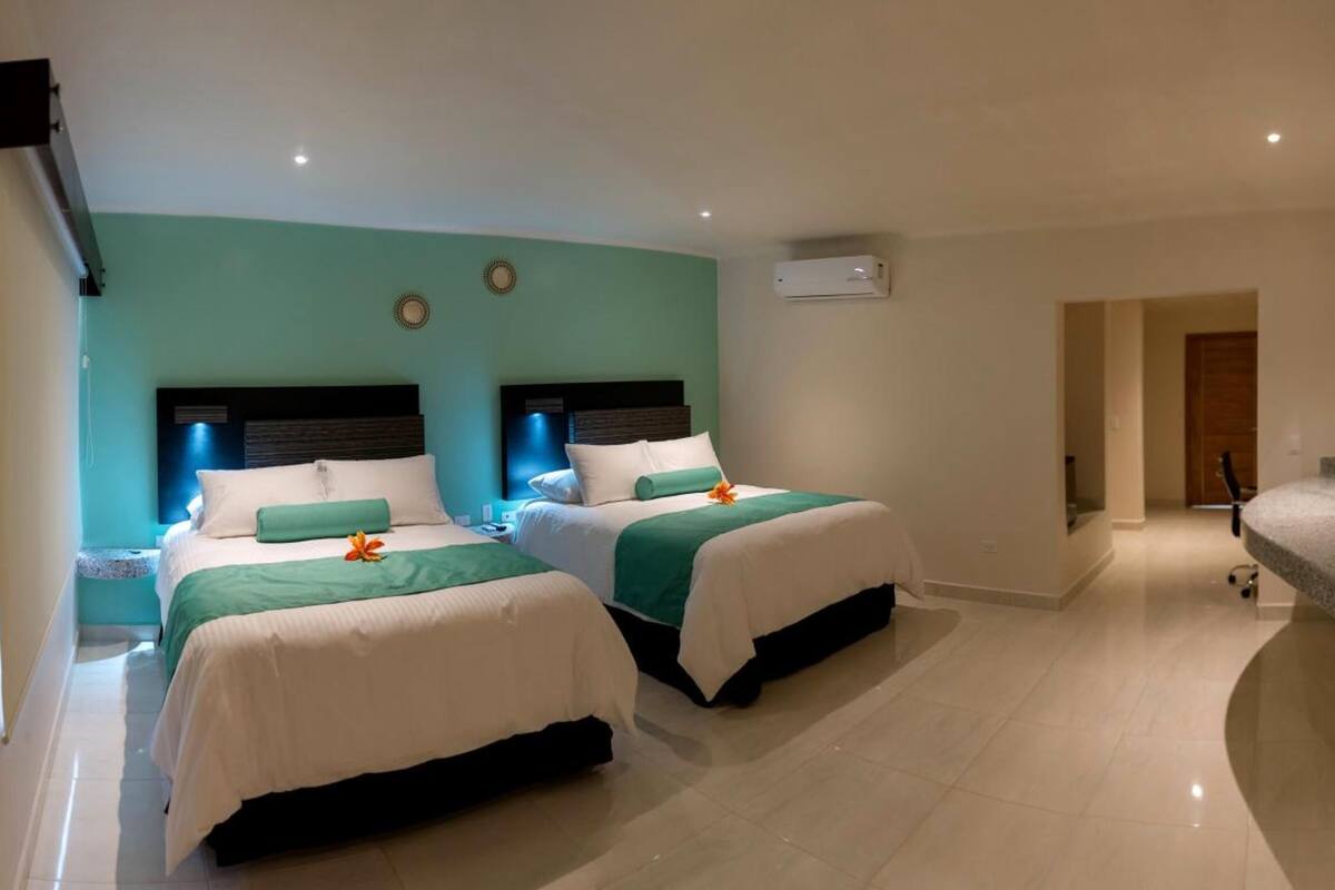 standard double room, 2 queen beds | 1 bedroom, select comfort beds, iron/ironing board, free wifi