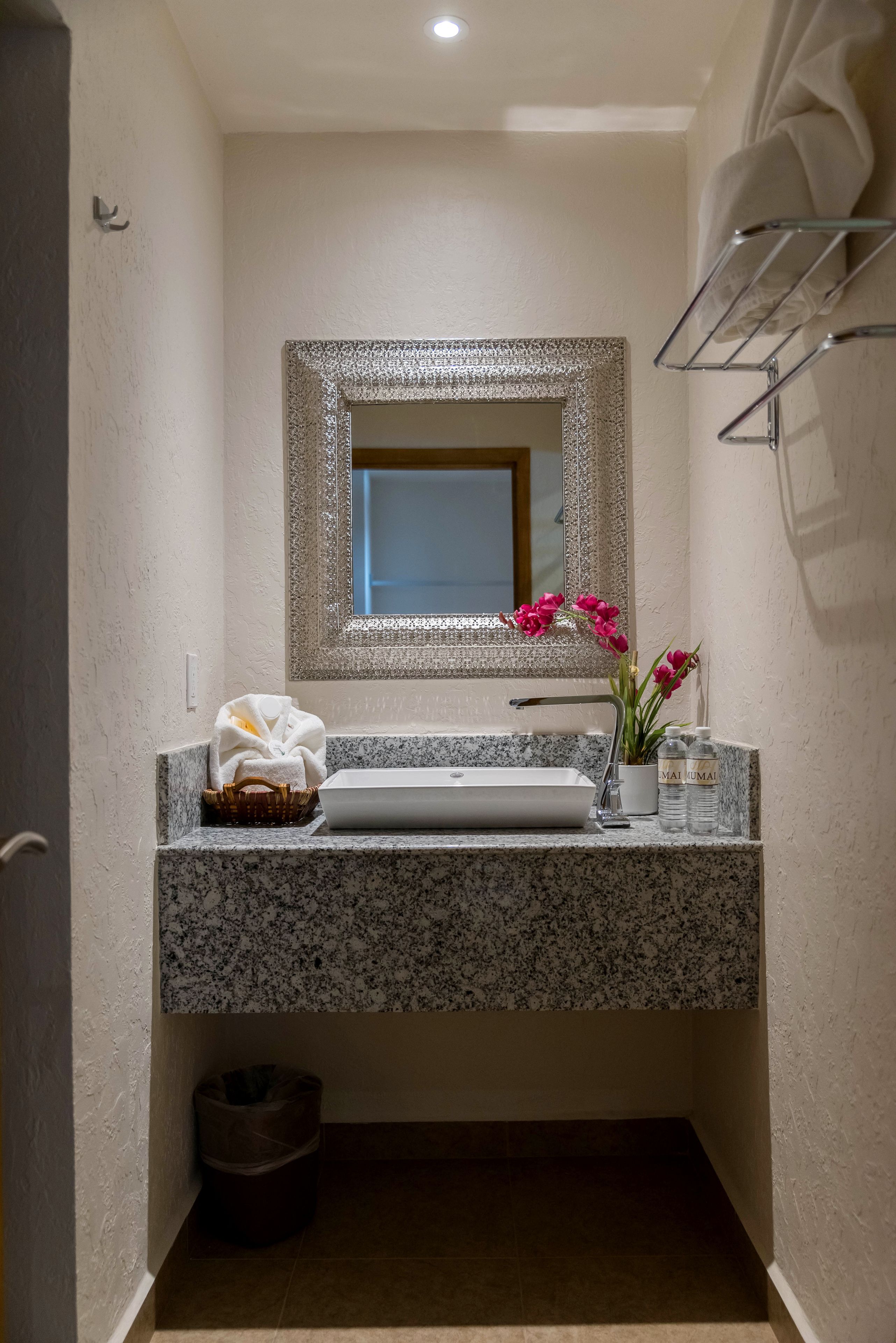 shower, towels, soap, shampoo