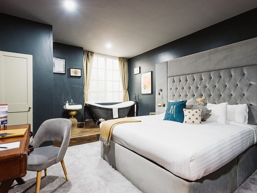 Premium bedding, down comforters, memory foam beds, minibar