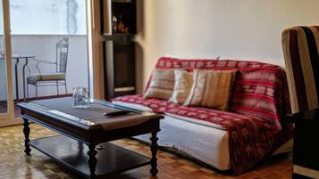 Televisión, reproductor de DVD, libros