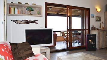 Een smart-tv, een dvd-speler, boeken en een filmbibliotheek