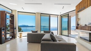 TV, fireplace, stereo - VILLA ODISSOS  - Private Paradise with 2 infinity pools & Sea access (Sivota)