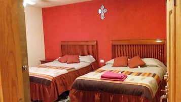 Traditional Quadruple Room, 2 Double Beds, Pool View | Hypo-allergenic bedding, down comforters, individually furnished
