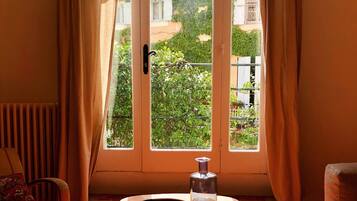 Smart TV, fireplace, DVD player, books