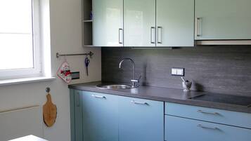 Kühlschrank, Mikrowelle, Herdplatte, Geschirrspüler