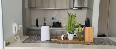 Kühlschrank, Mikrowelle, Ofen, Herdplatte